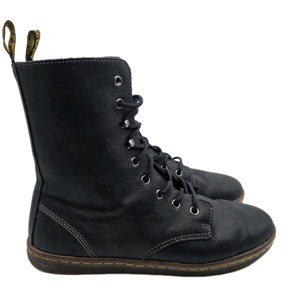 Dr. Martens Shoes - Dr. Martens Tehani Boots‎ Womens 10 Black Leather Fold Over Combat Punk Grunge